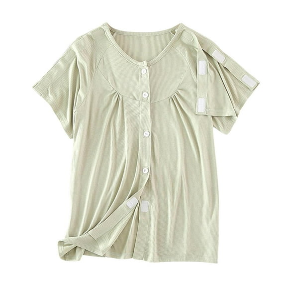BloomJoy Scrubs for Women Unisex Post Shoulder Shorts Sleeve Shirts For Women With All Stick On Fasteners Recovery Tear Chemo Clothing Women's plus Hot Tops Just Works Swing Tops