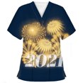 thumbnail image 1 of BloomJoy Scrubs for Women Year Short Sleeve V-neck Tops Working Cartoon Print Blouse V Neck Tee Graphic Women Sports T Shirt Womens T Shirts Long Sleeve Tan Raglan Shirt Swim, 1 of 6