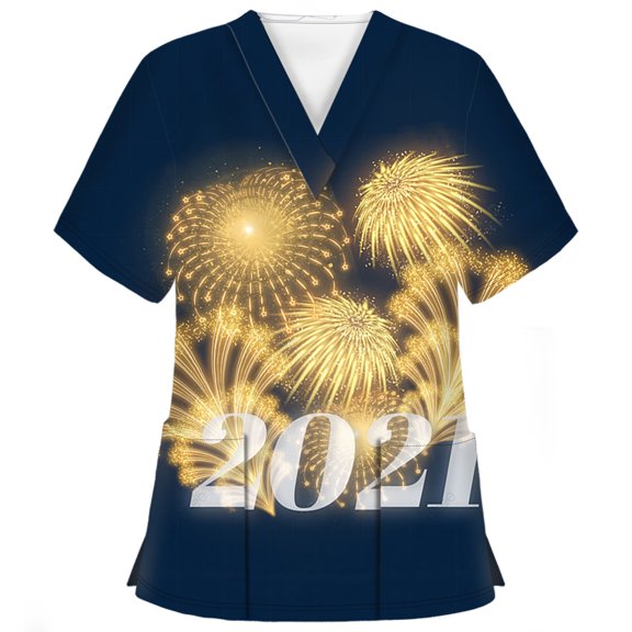 BloomJoy Scrubs for Women Year Short Sleeve V-neck Tops Working Cartoon Print Blouse V Neck Tee Graphic Women Sports T Shirt Womens T Shirts Long Sleeve Tan Raglan Shirt Swim