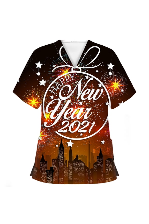 Scrubs for Women Year Short Sleeve V-neck Tops Working Cartoon Print Blouse V Neck Tee Graphic Women Sports T Shirt Womens T Shirts Long Sleeve Tan Raglan Shirt Swim