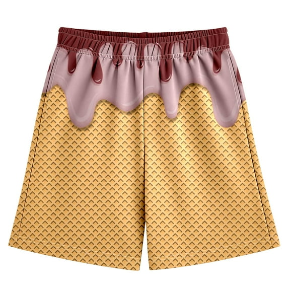 BloomJoy Toddler Ice Cream Shorts 2-14T Boy Girl Elastic Waist with Pockets Summer Cool Preppy Ice Cream Baseball Shorts 2-3 Years Coffee Summer Shorts