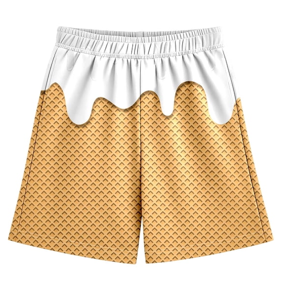 BloomJoy Toddler Ice Cream Shorts 2-14T Boy Girl Elastic Waist with Pockets Summer Cool Preppy Ice Cream Baseball Shorts 2-3 Years White Summer Shorts