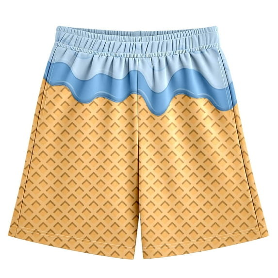 BloomJoy Toddler Ice Cream Shorts Boy 2-14T Summer Preppy Ice Cream Baseball Shorts Casual Elastic Waist Short-Pants with Pockets 2-3 Years Blue Summer Shorts