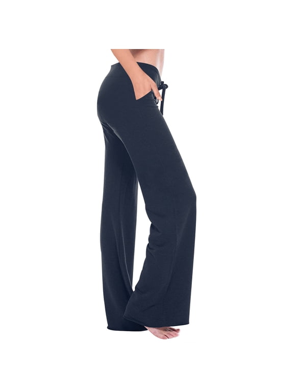 Women Workout Out Leggings Stretch Waist Button Pocket Yoga Gym Loose Pants Plus Size Wide leg Pants for Women