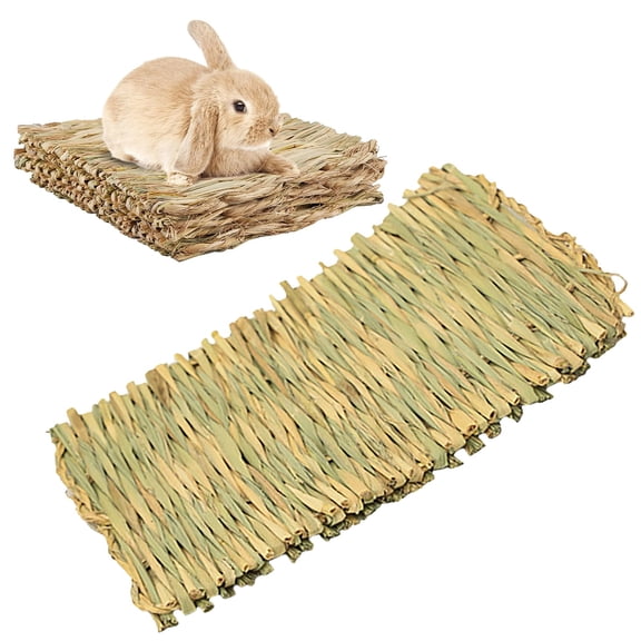 BloomLoom 1Pc Grass Mat,Hamster Bedding,Rabbit Bed,Woven Bed Mat for Small Animal Bunny Bedding Nest Chew Toy Bed for Guinea Pig Parrot Rabbit Hamster Rat Green One Size