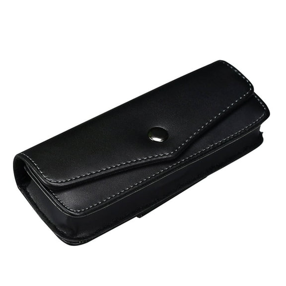 BloomLoom Non Fold Reading & Glasses Case for Men Elderly Portable Belt Clip Holder with Leather Strap Design,Black