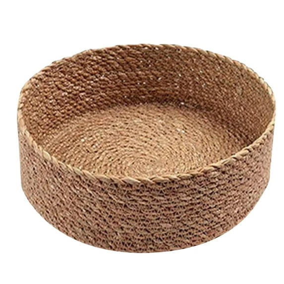 BloomLoom Storage Baskets for Organizing, Handcrafted Woven Shelf Baskets Round Decorative Baskets for Makeup Closet Bathroom Bedroom,Khaki