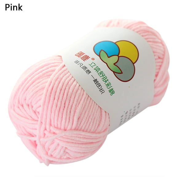 BloomLoom Tools Yarn 5 Strands of Milk Cotton,Warm Soft Scarf Sweater Wool Thread DIY Knitting,Pink