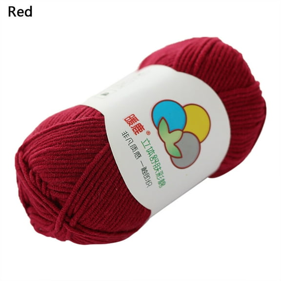BloomLoom Tools Yarn 5 Strands of Milk Cotton,Warm Soft Scarf Sweater Wool Thread DIY Knitting,Red