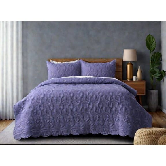 BloomNest Quilted Bedspread Set - Blue