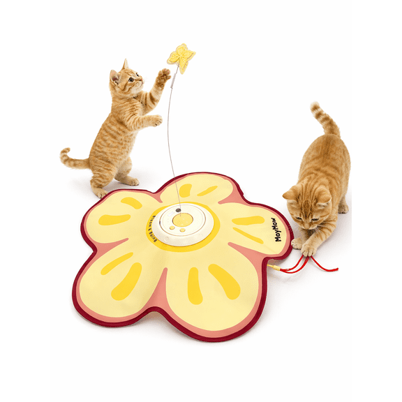 BloomSeek Automatic Hide & Seek Cat Toy for Indoor Cats, Motion Activated Rechargeable Interactive Toy with Suction Base (Red)