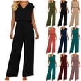 thumbnail image 1 of Bloomae 2 Piece Sets for Women Lounge Outfits Summer V Neck Cap Sleeve Top and Drawstring Elastic Waist Wide Leg Pants Holiday Vacation Beach Travel Set Orange XXL, 1 of 7