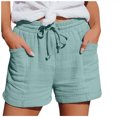 thumbnail image 1 of Bloomae Bermuda Shorts for Women Summer Casual Waffle Knit Soft Comfy Beach Lounge Shorts Drawstring Elastic Waist Lightweight Shorts with Pockets Green#01 XXL, 1 of 7