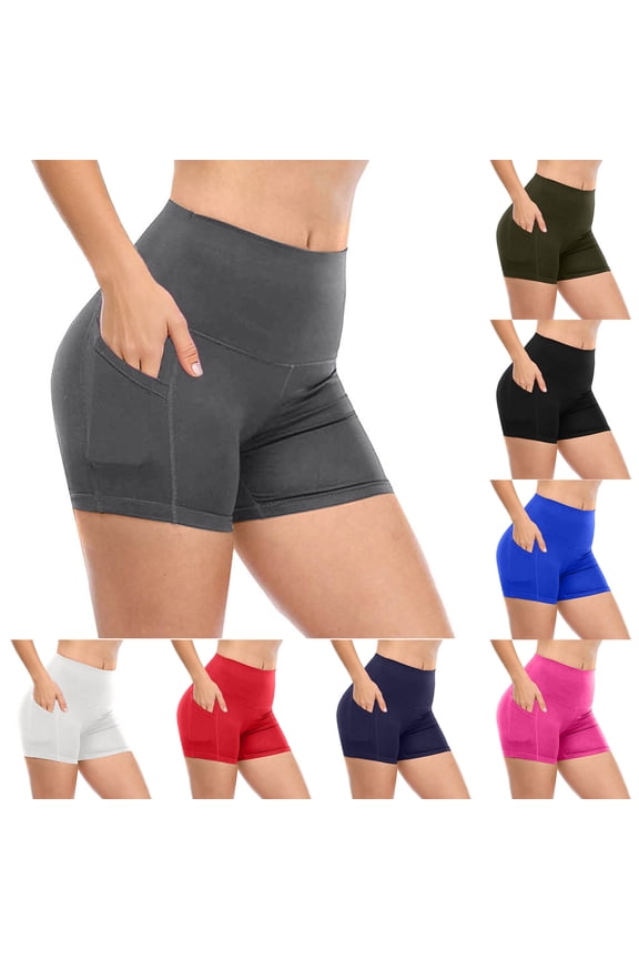 Biker Shorts for Women with Pockets - Booty High Waisted Spandex Tummy Control Volleyball Short for Workout Yoga Running Black XXXXL