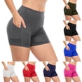 thumbnail image 1 of Bloomae Biker Shorts for Women with Pockets - Booty High Waisted Spandex Tummy Control Volleyball Short for Workout Yoga Running Hot Pink XXXL, 1 of 9