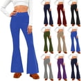 thumbnail image 1 of Bloomae Bootcut Wide Leg Yoga Pants for Women Bootleg High Waist Workout Athletic Leggings Tummy Control Flare Stretchy Work Pants Blue S, 1 of 7