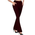 thumbnail image 1 of Bloomae Business Work Pants for Women Casual Outfits High Waist 4 Way Stretch Yoga Pants Petite/Regular/Tall Straight Leg Bootcut Workout Slacks with Pockets Dark Red L, 1 of 6