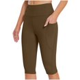 thumbnail image 1 of Bloomae Capri Leggings for Women with Pockets Stretch High Waisted Yoga Capris Tummy Control Workout Cropped Work Pants Pull On Slacks with Pockets Coffee M, 1 of 6