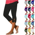 thumbnail image 1 of Bloomae Capri Leggings for Women Cropped High Waist Yoga Pants Summer Dressy Cutout Capris Comfy Stretchy Workout Compression Pants Green XXL, 1 of 7