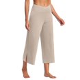 thumbnail image 1 of Bloomae Capri Pants for Women Loose Wide Leg Yoga Dress Capris with Pockets Cross Elastic Waist Baggy Casual Work Crop Pants Beige S, 1 of 9