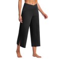 thumbnail image 1 of Bloomae Capri Pants for Women Loose Wide Leg Yoga Dress Capris with Pockets Cross Elastic Waist Baggy Casual Work Crop Pants Black XL, 1 of 9