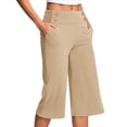thumbnail image 1 of Bloomae Capri Pants for Women Stretch High Waisted Crop Office Work Cropped Pants Summer Casual Capris Slacks Yoga Dress Pant Beige M, 1 of 8