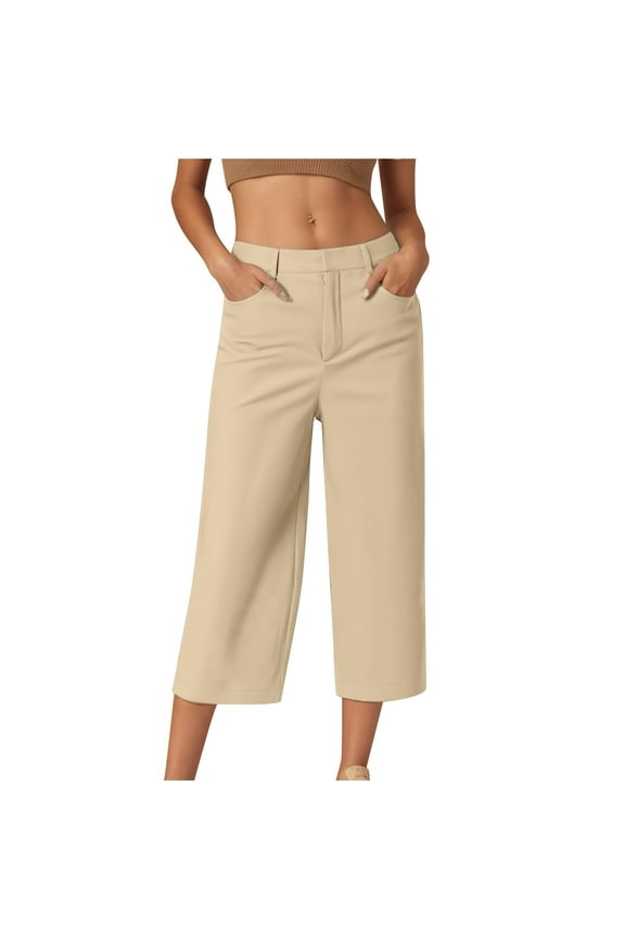 Cargo Capris for Women Casual Stretch Outdoor Hiking Pants Lightweight Low Rise Button Plus Size Work Business Capri Pants with Pockets Khaki XXXL