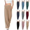 thumbnail image 1 of Bloomae Dress Work Pants for Women Regular Fit Business Casual Slack Trousers Stretchy Pull On Office Flare Pants with Pockets Navy XXL, 1 of 6
