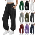 thumbnail image 1 of Bloomae Fall Sweatpants Women Loose Fit Baggy Lounge Pants Casual Workout Gym Active High Waisted Comfy Joggers for Women Fashion 2025 Outfit Clothes Green L, 1 of 11