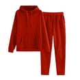 thumbnail image 1 of Bloomae Fall Sweatsuits Women 2 Piece Outfit Drawstring Long Sleeve Oversized Hoodie Joggers Sweatpants Track Suits Matching Lounge Pants Sets with Pockets Red L, 1 of 9
