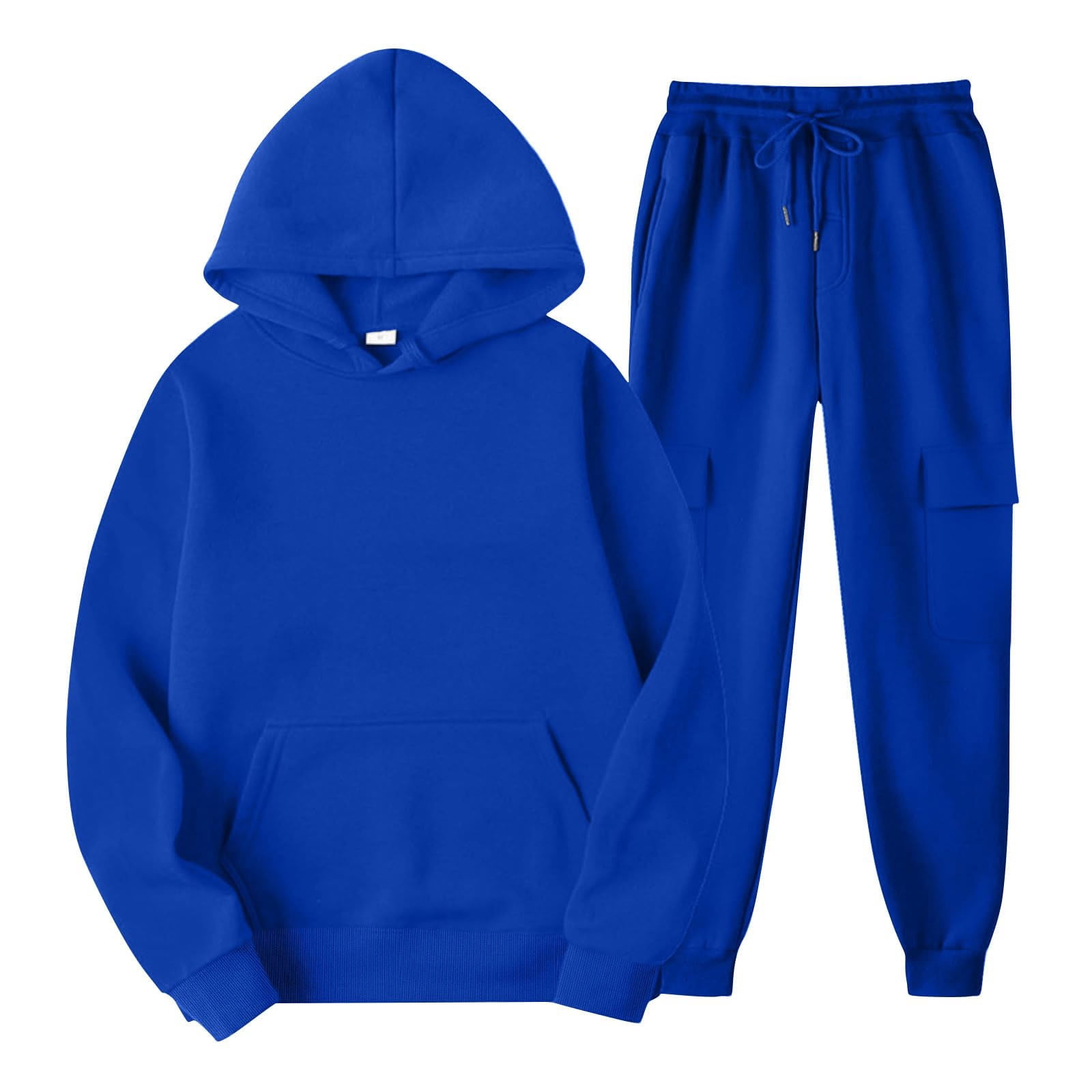 Bloomae Fashion Hoodie Sweatsuits Women 2 Piece Jogger Outfits Lounge Two Piece Sets Hooded Pullover Sweatshirts Sweatpants Lightweight Hoodies Tracksuits with Pockets Blue L