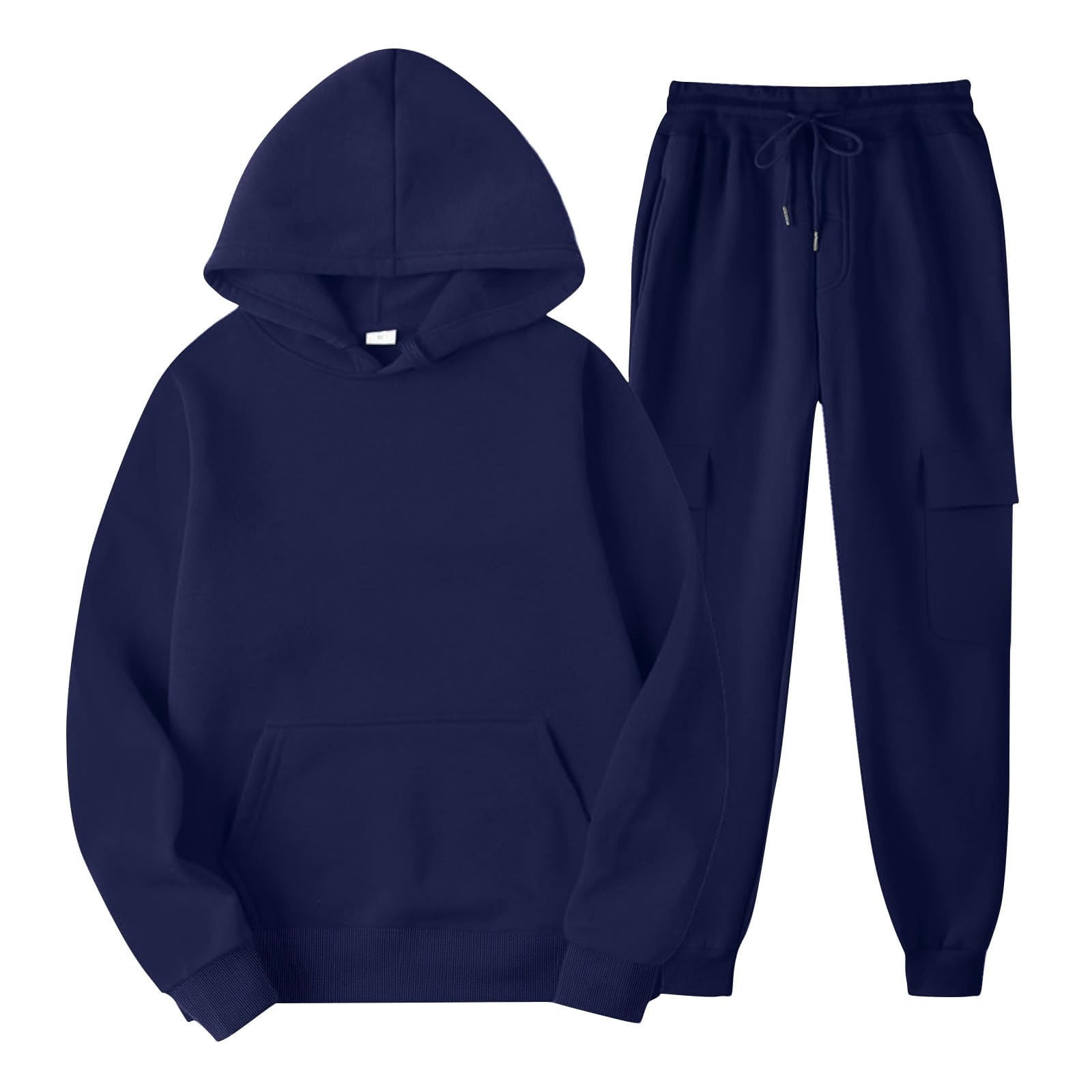 Bloomae Fashion Hoodie Sweatsuits Women 2 Piece Jogger Outfits Lounge Two Piece Sets Hooded Pullover Sweatshirts Sweatpants Lightweight Hoodies Tracksuits with Pockets Navy L