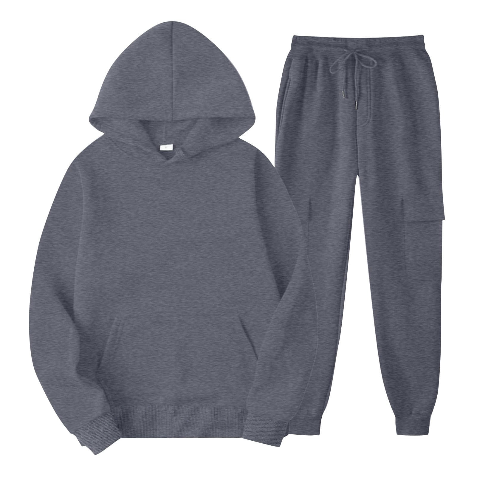 Bloomae Fashion Hoodie Sweatsuits Women 2 Piece Jogger Outfits Lounge Two Piece Sets Hooded Pullover Sweatshirts Sweatpants Lightweight Hoodies Tracksuits with Pockets Dark Gray XXL