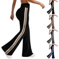 thumbnail image 1 of Bloomae Flare Legging for Women Tummy Control Yoga Pants High Waisted Bell Bottoms Loose Comfy Wide Leg Baggy Y2k Gym Athletic Striped Track Pants Coffee S, 1 of 10