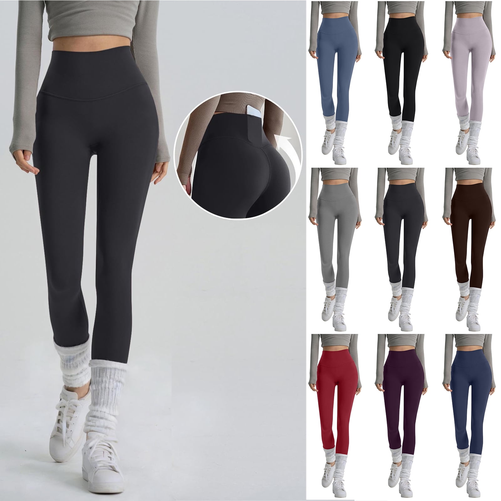 Bloomae Full Length Yoga Pants Women Scrunch Butt Lifting Seamless Gym ...