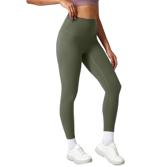 Bloomae High Waisted Leggings for Women Stretchy Tummy Control Buttery Soft Yoga Pants Trendy Basic Solid Color Gym Workout Running Leggings Green XL
