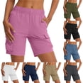 thumbnail image 1 of Bloomae Hiking Cargo Shorts Women Lightweight Elastic High Waist Golf Shorts for Camping Travel Athletic Running with Multi-Pockets, 1 of 9