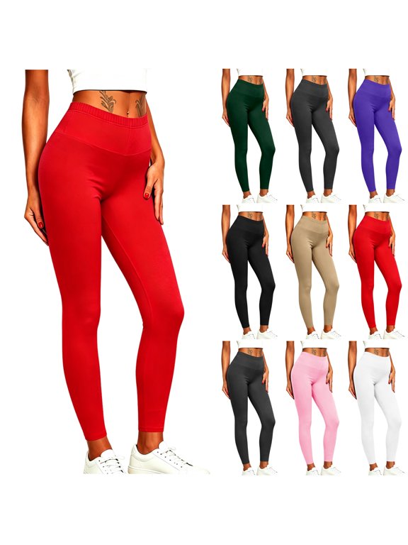 Leggings for Women - Elastic High Waisted Full Length Buttery Tummy Control Soft Skinny Yoga Pants for Workout Athletic Daily