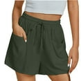 thumbnail image 1 of Bloomae Linen Shorts for Women Trendy Lightweight Smoked High Waisted Casual Summer Pull On Drawstring Beach Loost Fit Shorts with Pockets Green M, 1 of 8