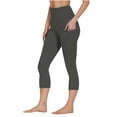 thumbnail image 1 of Bloomae Plus Size Capri Leggings for Women Butt Lift with Pockets High Waisted Tummy Control Soft Yoga Capris No See Through Workout Running Leggings Dark Gray M, 1 of 9