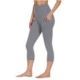 thumbnail image 1 of Bloomae Plus Size Capri Leggings for Women Butt Lift with Pockets High Waisted Tummy Control Soft Yoga Capris No See Through Workout Running Leggings Gray M, 1 of 9
