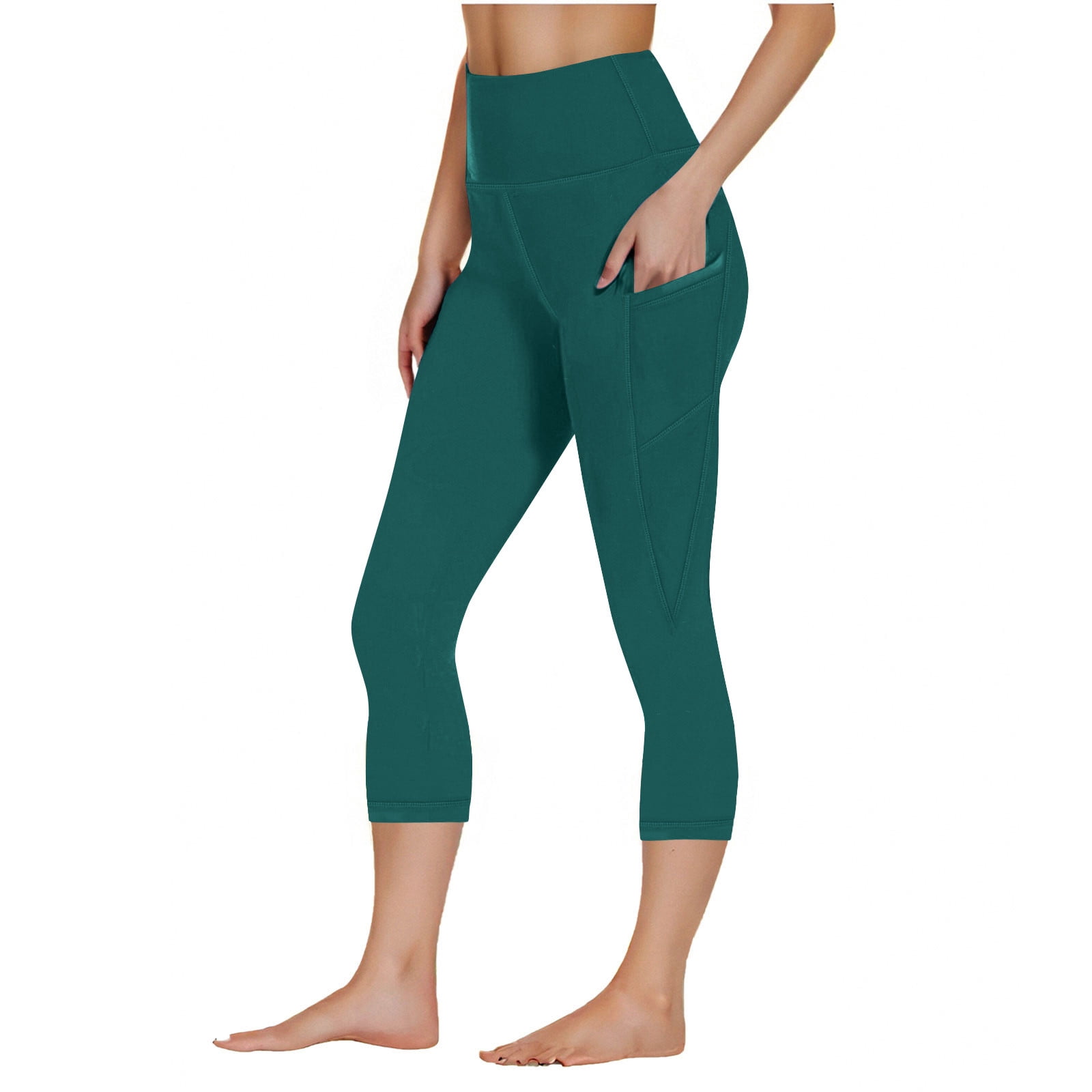 Women's Green Camouflage Buttery Soft Yoga Capri Leggings – High-Rise, Moisture-Wicking, Soft Stretch Activewear Pants