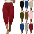 thumbnail image 1 of Bloomae Plus Size Capri Sweatpants for Women Breathable Athletic Cropped Sweat Pants with Pockets Elastic High Waist Baggy Cinch Bottom Yoga Gym Capris, 1 of 9