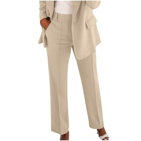 Bloomae Plus Size High Waisted Casual Pants for Women Business Dress Work Office Long Pants Stretchy Trousers with Pockets Khaki XL