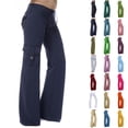 thumbnail image 1 of Bloomae Plus Size Wide Leg Cargo Pants for Women Casual Drawstring Elastic High Waist Stretchy Bootcut Flared Lounge Trousers Loose Comfy Baggy Yoga Pants Sweatpants with Buton Multi-Pockets, 1 of 7