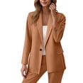 thumbnail image 1 of Bloomae Plus Size Women's Two Piece Sets Pants Suits Dressy Business Casual Long Sleeve Notched Lapel One Button Jacket Outfits Professional Blazer Pantsuits Set Work Office Khaki L, 1 of 9