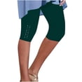 thumbnail image 1 of Bloomae Plus Size Womens Rhinestone Capri Leggings Lightweight High Waisted Cropped Pants Trendy Stretch Workout Compression Yoga Pants Green L, 1 of 5