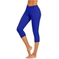 thumbnail image 1 of Bloomae Sexy V Cross Waist Capri Leggings for Women- Summer Workout Tummy Control Butt Lift Soft Sports Gym Yoga Pants Tights Blue L, 1 of 6