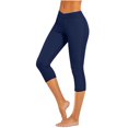 thumbnail image 1 of Bloomae Sexy V Cross Waist Capri Leggings for Women- Summer Workout Tummy Control Butt Lift Soft Sports Gym Yoga Pants Tights Navy XXXL, 1 of 6