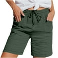 thumbnail image 1 of Bloomae Shorts for Women Dressy Casual Summer Drawstring Elastic High Waisted Wide Leg Lightweight Drawstring Comfy Short Pants with Pockets Army Green XL, 1 of 7